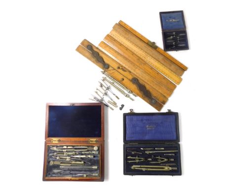 Various bygones collectables etc.,  a quantity of measuring instruments, rulers, folding ruler Rabone &amp; sons, cased geome