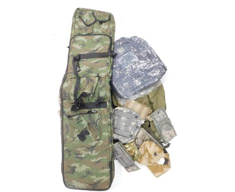 Various army related and other carrier bags, PC carrier bag, army camouflage gun bag, etc. 