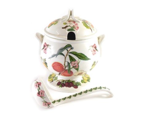 A Portmeirion pottery soup tureen and ladle,  printed marks beneath, 29cm high.