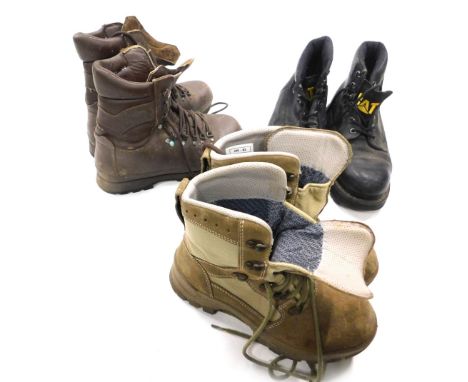 Various army and heavy duty boots, CAT, Alt-Berg number 241508, etc. (3)