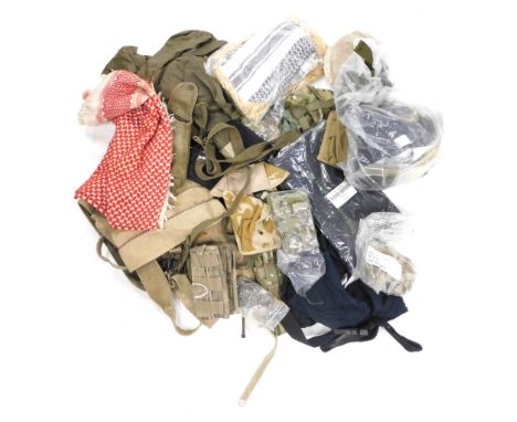 Various mixed army surplus pouches and belts, in green, etc., Civil Defence Corps Kangol beret 7/8, with Civil Defence Corps 