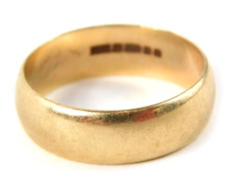 A 9ct gold wedding band, of plain design with maker's stamp B &amp; N and inscribed B8, ring size X, 5.8g all in.