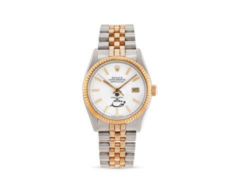 Rolex Datejust 16013 personalized for Saudi Arabia King Fahd, 70sStainless steel round case, n.5512268, 18k gold fluted bezel