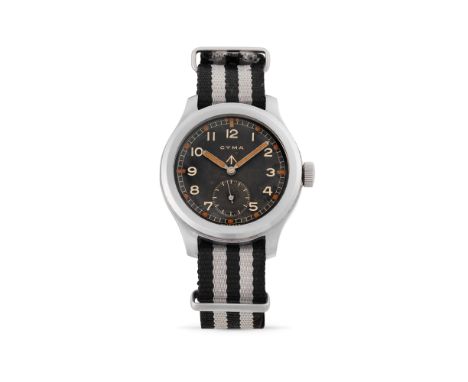 Cyma Dirty Dozen made for the British Army, 40sStainless steel round case, n.31455, screw back engraved with the Broad Arrow 