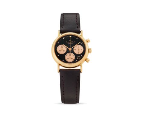 IWC Portofino chronograph 3730, 90s18k gold round case, n.2401615, round pushers.Black dial, champagne counters, applied inde