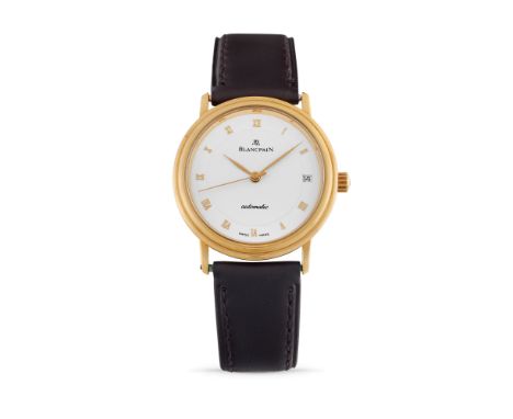 Blancpain Villeret 1195, 90s18k gold round case, n.1295, stepped bezel. White dial, applied roman numerals.Automatic movement