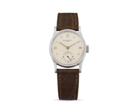 Patek Philippe Calatrava 96, 40sStainless steel round case, n.627636.Cream coloured dial, applied roman numerals and indexes.