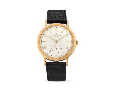 Vacheron Constantin Oversized, 50s18k gold round case, n.325241.Argenté dial, applied arabic numerals and indexes.Hand-windin