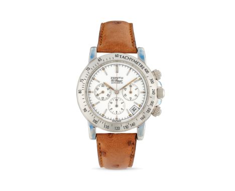 Zenith El Primero Rainbow 01-0360-400 New-old-stock, 90sStainless steel round case and bezel, round screwed pushers.White ena