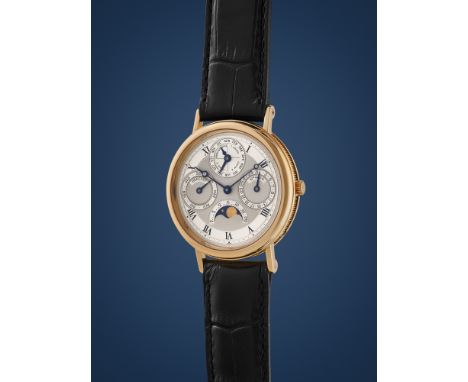 Breguet Perpetual Calendar 3050, 90s18k gold round case with fluted sides, n.4054.Cream coloured dial with guilloché and brus