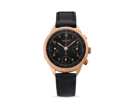 Eberhard pre Extra-Fort chronograph, 50s18k rose gold round case, n.1001325, stepped bezel, hinged case back, olive pushers.B