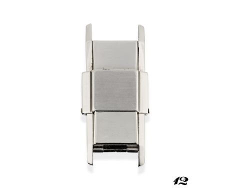 Jaeger-LeCoultre Coulissante mini retailed by Astrua, 30sStainless steel faceted rectangular case and sliding lid, n.62590.Co