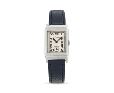 Jaeger-LeCoultre Reverso, 50sStainless steel reversible rectangular case, n.467699.White dial, painted roman numerals.Hand-wi