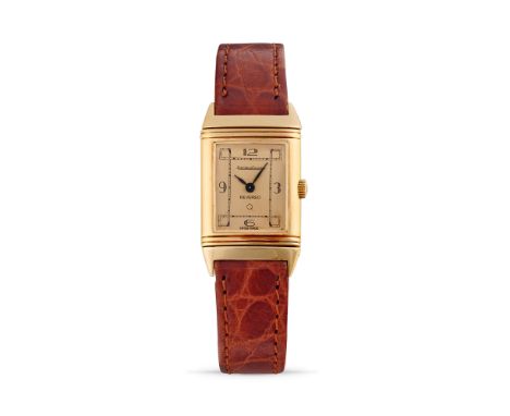Jaeger-LeCoultre Reverso 140.025.1, 90s18k gold reversible rectangular case, n.11652341.Champagne dial, painted arabic numera