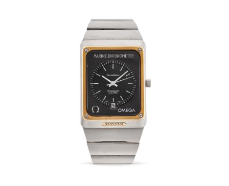 Omega Constellation Marine Chronometer 198.0092, 70sStainless steel rectangular case.Black dial, painted indexes.Quartz movem