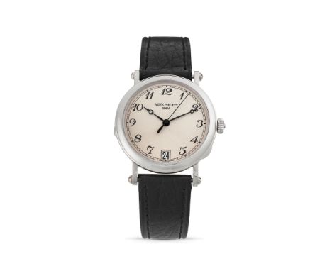 Patek Philippe Officer 5053G, 2000s18k white gold round case, n.4163748, hinged case back, Officer lugs.Cream coloured dial w