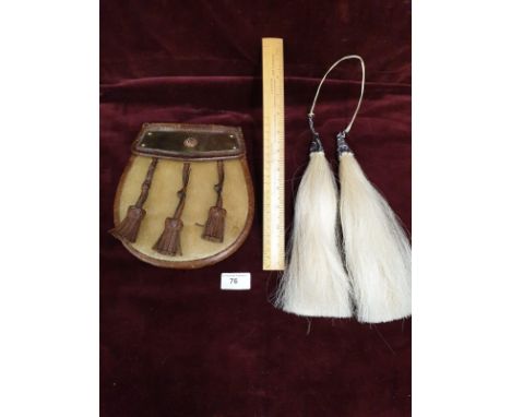 Early Scottish Leather Celtic Sporran With Belt &amp; 2 Vintage Tassles For Sporran 
