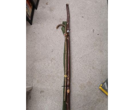 Large walking stick, milbro fishing rod etc. 