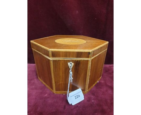 Stunning Inlaid Tea Caddy With Key And Fitted Interior Mint 
