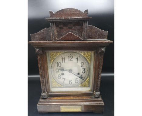 Antique victorian mantle clock with presentation plaque to front. 
