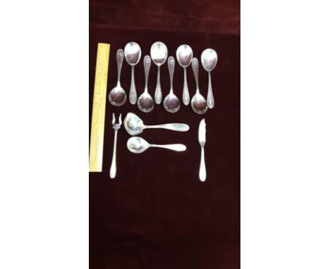 Selection Of Sterling Silver Hall Marked Serving Spoons Ladle ect 409 Grams 