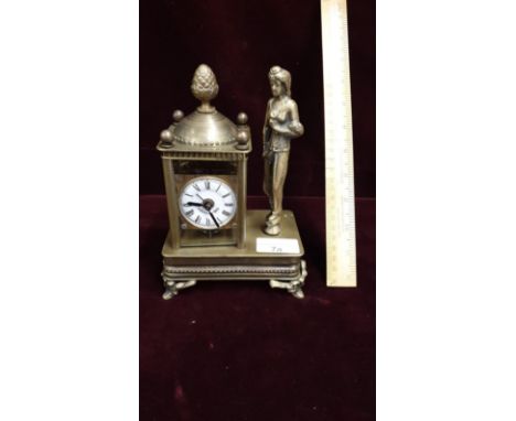 German Brass Mantel Clock With Dancing Revolving Lady Musical Beethoven,s Fur Elise Working 