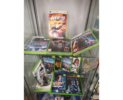 Shelf of xbox 360 games. 