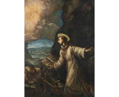 DOMENICO TINTORETTO (ITALIAN 1560 - 1635) SAINT FRANCIS RECEIVING THE STIGMATA Oil on canvas 142 x 103cm (55¾ x 40½ in.) Prov