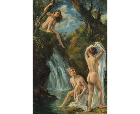 λ &nbspGEORGE OWEN WYNNE APPERLEY (BRITISH 1884-1960) NUDES BATHING, EL BAÑO DE LAS NINFAS Oil on canvas Signed and dated '46
