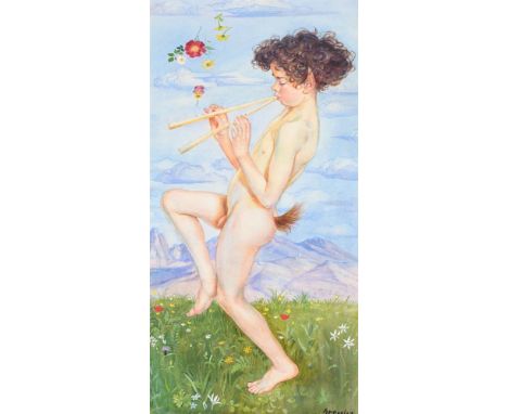 λ &nbspGEORGE OWEN WYNNE APPERLEY (BRITISH 1884-1960) PAN'S SON Watercolour Signed (lower right); further titled and dated '1