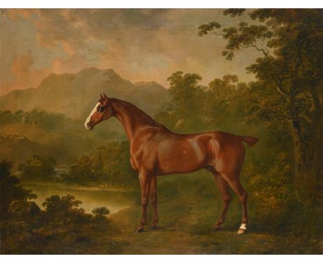 JOHN BOULTBEE (BRITISH 1753-1812) A HUNTER IN A LANDSCAPE Oil on canvas 70 x 90cm (27½ x 35¼ in.)   Condition Report:  The pa