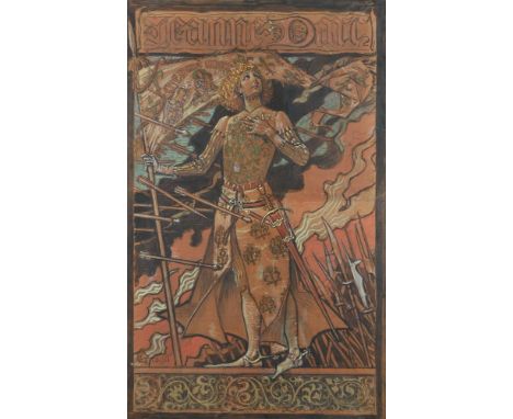 EUGÈNE GRASSET (SWISS 1845-1917) SARAH BERNHARDT AS JEANNE D'ARC  Oil on paper Signed (lower left) 119 x 75cm (46¾ x 29½ in.)