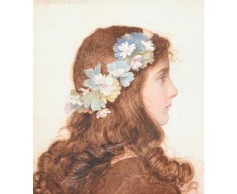 GEORGE LAWRENCE BULLEID (BRITISH 1858-1933) A WREATH OF HEPATICA  Watercolour Signed (upper right); titled and inscribed (to 