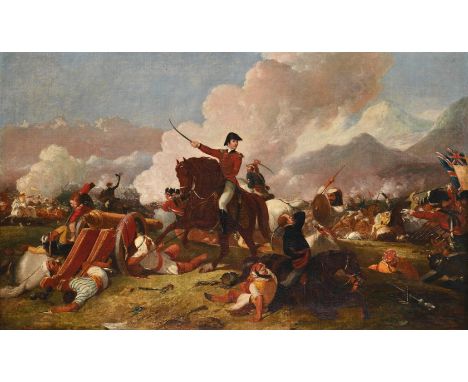 ENGLISH SCHOOL (19TH CENTURY) THE BATTLE OF ASSAYE, WESTERN INDIA Oil on canvas 53 x 89.5cm (20¾ x 35 in.)  Provenance: The P