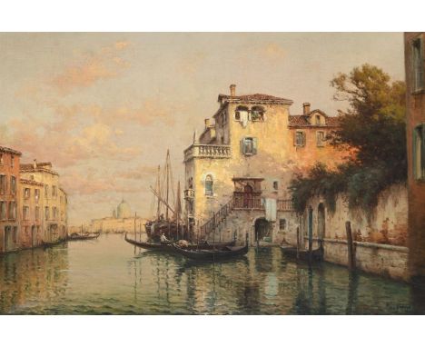 λ&nbspANTOINE BOUVARD SENIOR (FRENCH 1870-1956) VENETIAN CANAL WITH SANTA MARIA DELLA SALUTE IN THE DISTANCE Oil on canvas Si