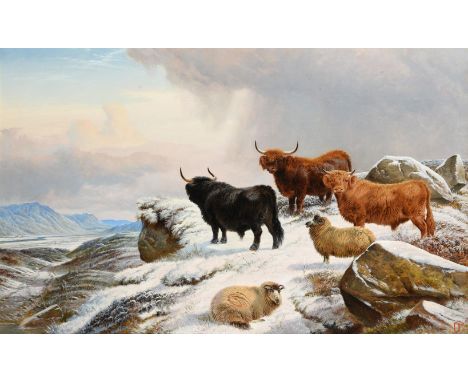 CHARLES JONES (BRITISH 1836-1892) WINTER PASTURES Oil on canvas Signed with monogram and dated '64' (lower right) 59 x 90cm (