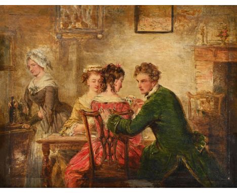 WILLIAM POWELL FRITH, O.M., R.A. (BRITISH 1819-1909) A CARD PARTY, THE VICAR OF WAKEFIELD Oil on panel 15 x 20cm (5¾ x 7¾ in.