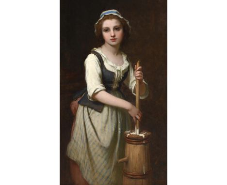 PIERRE FRANCOIS BOUCHARD (FRENCH 1831-1889) YOUNG WOMAN WITH BUTTER CHURN Oil on canvas Signed (lower right) 107 x 61.5cm (42