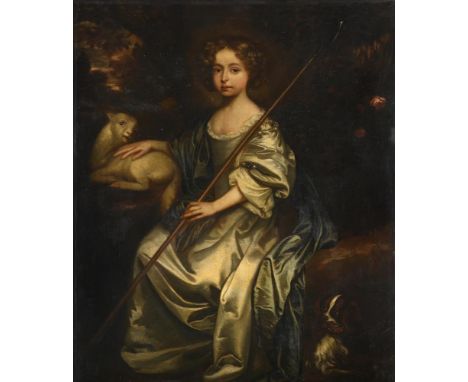 CIRCLE OF JACOB HUYSMANS (FLEMISH 1633-1696) PORTRAIT OF A YOUNG GIRL AS A SHEPHERDESS Oil on canvas 120 x 100cm (47 x 39¼ in