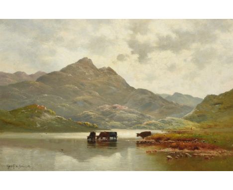 λ&nbspALFRED FONTVILLE DE BREANSKI JUNIOR (BRITISH 1877-1955) CATTLE IN A HIGHLAND LANDSCAPE Oil on canvas 49 x 75cm (19¼ x 2