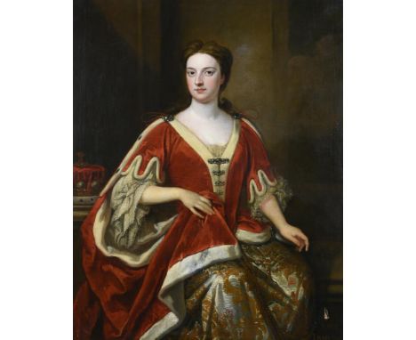 FOLLOWER OF SIR GODFREY KNELLER PORTRAIT OF LADY DUPPLIN Oil on canvas 125 x 100cm (49 x 39¼ in.)   Condition Report:  The ca