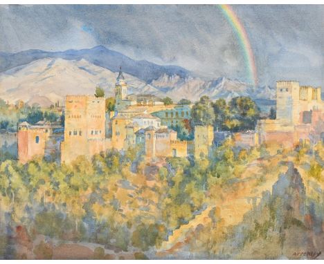 λ &nbspGEORGE OWEN WYNNE APPERLEY (BRITISH 1884-1960) ARCO IRIS SOBRE LA ALHAMBRA Watercolour Signed (lower right); further t