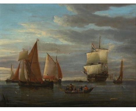 JOHN WARD OF HULL (BRITISH 1798 -1849) SHIPPING AT ANCHOR Oil on canvas Indistinctly signed (to buoy lower right) 34 x 45cm (