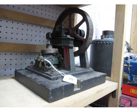 A Large and Well Engineered Vertical Single Cylinder Steam Engine, 2" draw, 6½" diameter flywheel  ideal for a full renovatio