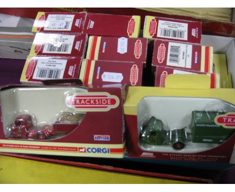 Thirteen 'OO' Scale Trackside Diecast Model Vehicles by Lledo, Corgi, including # DG148016 Scammell Scarab dropside/load Firt