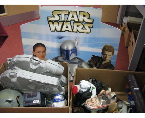A Collection of Modern Star Wars Plastic Model Figures, beasts, vehicles including Millennium Falcon Figure Carry Case (2), D