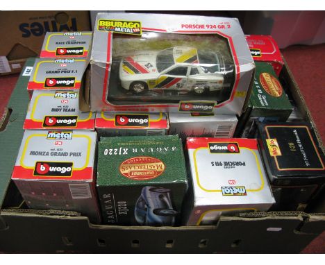 A Quantity of Diecast Model Cars, by Burago, Matchbox, Corgi and Maisto, including ten Burago 1:24th scale diecast model Form