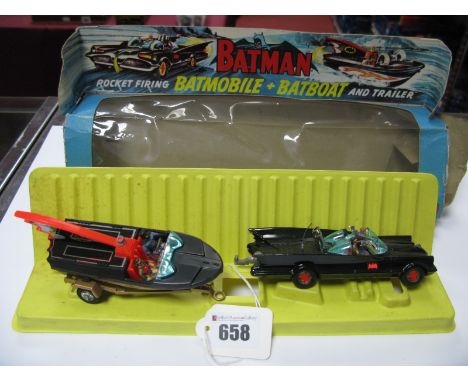 Corgi Toys Gift Set No 3 Batman (1st Issue), comprising Batmobile, Batboat and trailer, contents very good plus, appears unbr