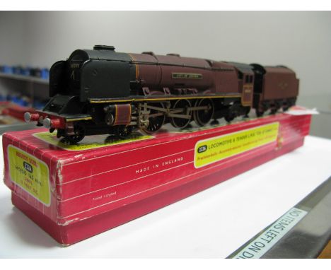 A Hornby Dublo OO Gauge Ref 2226 Two Rail Locomotive and Six Wheel Tender 4-6-2 "City of London", LMS maroon R/No. 46245 late