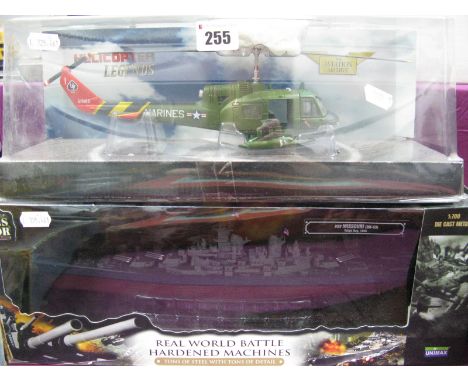 A Corgi Aviation Archive Helicopter Legends Diecast Model, #AA50413 Bell UH-IE Iroquois Hey Marine Helicopter, Unimax 1:700th